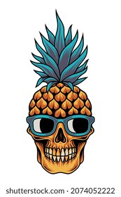 Pineapple skull head. For t-shirts, stickers and other similar products.