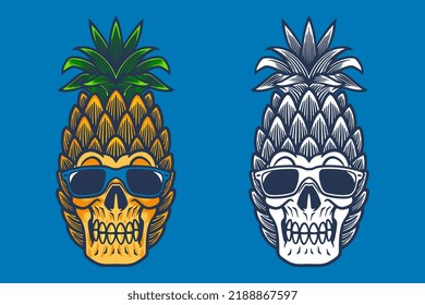 pineapple skull head vector illustration