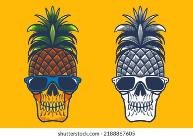 pineapple skull head vector illustration