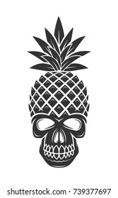 Pineapple skull illustration.