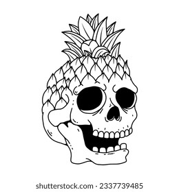 Pineapple skull. Summer theme image