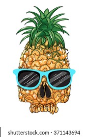 Pineapple skull vector design.