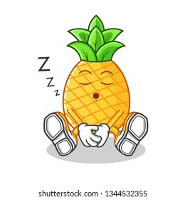 pineapple sleep mascot vector cartoon illustration
