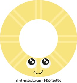 Pineapple slice with eyes, illustration, vector on white background.