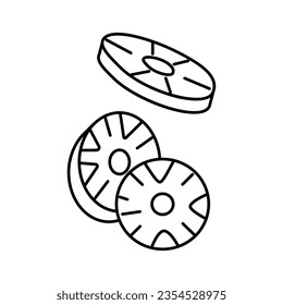 pineapple slice food cut line icon vector. pineapple slice food cut sign. isolated contour symbol black illustration