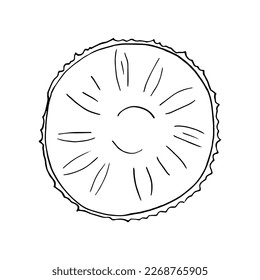 pineapple slice hand drawn in doodle style. simple line art for icon, sticker, poster.