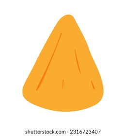 Ilustración dibujada a mano con una pieza de piña. Diseño plano de estilo caricatura, vector aislado. Comida de verano, fruta exótica, impresión de temporada, elemento de menú, vacaciones, vacaciones, playa, fiesta en la piscina