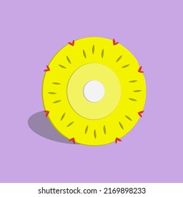 Pineapple Slice  Icon Vector Cartoon Illustration, Purple Background, Best For Your Decoration Images