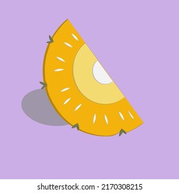 Pineapple Slice Icon Vector Cartoon Illustration, Purple Background, Best For Your Decoration Images. Ananas Comosus