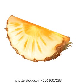 Pineapple Slice Isolated Detailed Hand Drawn Painting Illustration