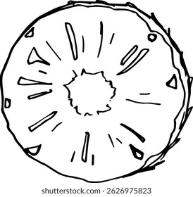 Pineapple slice outline hand drawn clipart illustration food element