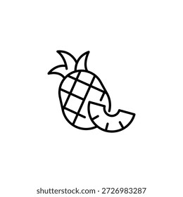 Rebanada de piña delineada icono de fruta tropical de verano