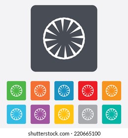 Pineapple slice sign icon. Ananas exotic tropical fruit symbol. Rounded squares 11 buttons. Vector