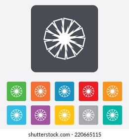 Pineapple slice sign icon. Ananas exotic tropical fruit symbol. Rounded squares 11 buttons. Vector