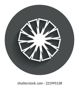 Pineapple slice sign icon. Ananas exotic tropical fruit symbol. Circle flat button with shadow. Modern UI website navigation. Vector