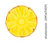 Pineapple slice. Sweet tropical fruit. Vector cartoon flat illustration.