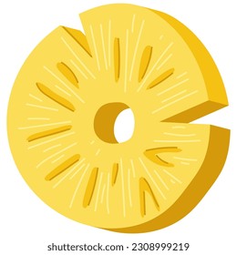 Pineapple slice vector cartoon illustration isolated on a white background.