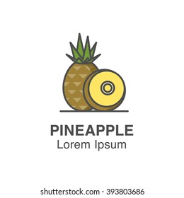 Pineapple with a slice vector icon. Tropical fruits illustration