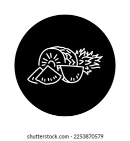 Pineapple and slices color line icon. Tropical fruit. Pictogram for web page, mobile app, promo.
