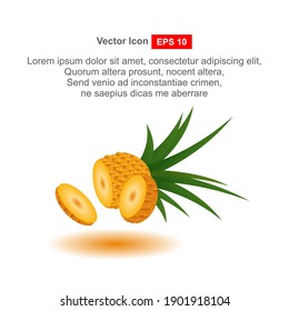 Pineapple with slices isolated on white
