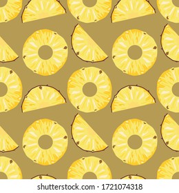 Pineapple slices seamless pattern. Flat style vector illustration.