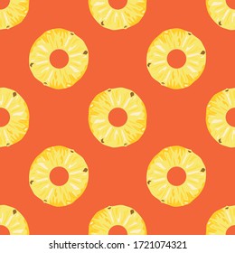 Pineapple slices seamless pattern. Flat style vector illustration.
