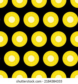 Pineapple slices seamless pattern. Summer tropical fruit vector background.  Vector template for textile, fabric, wallpaper, wrapping paper, etc. 