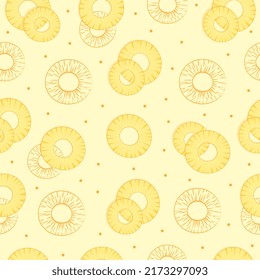 Pineapple slices seamless pattern. Vector illustration