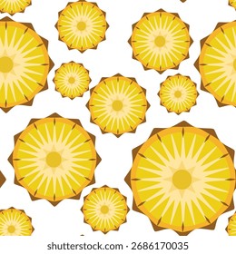 Fatias de abacaxi ilustração de vetor de padrão tropical sem costura 