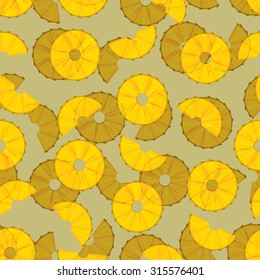 pineapple slices. summer pineapple fruit illustration background pattern in vector