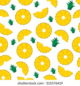 Pineapple Slices. Summer Pineapple Fruit Illustration Background Pattern In Vector