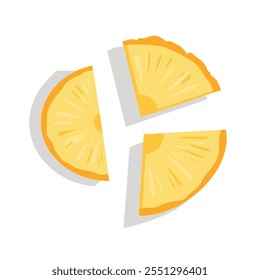  Pineapple Slices Vector Illustration, Bright and minimalist vector illustration featuring scattered yellow pineapple slices on a white background.