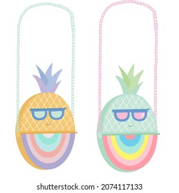 Pineapple sling bag design , fun fruit bag , AI file, creative, fun and cute, vector design 