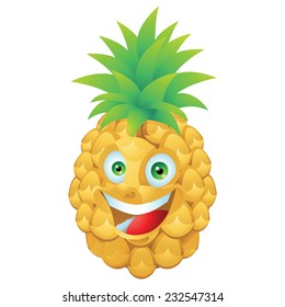 Pineapple smiling face expression cartoon character