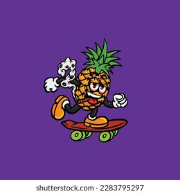 pineapple smoking blunt and high face stoned from weed cannabis bud nug vector