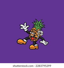 pineapple smoking blunt and high face stoned from weed cannabis bud nug vector