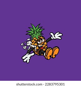 pineapple smoking blunt and high face stoned from weed cannabis bud nug vector