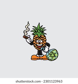 Ananas, rauchend stumpf und von Cannabis-Cannabis-Haltegurz nein
