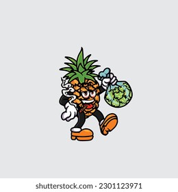 Ananas, rauchend stumpf und von Cannabis-Cannabis-Haltegurz nein