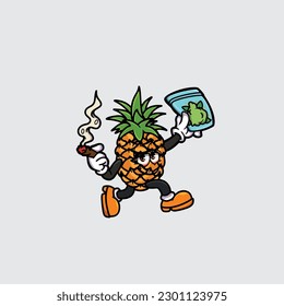 piña humeante blunt y alta cara apedreada de maleza cannabis hold bud nug