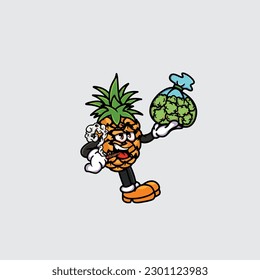 piña humeante blunt y alta cara apedreada de maleza cannabis hold bud nug