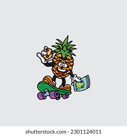 pineapple smoking blunt and high face stoned from weed cannabis hold bud nug