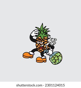 Ananas, rauchend stumpf und von Cannabis-Cannabis-Haltegurz nein