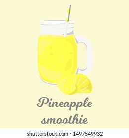 Pineapple smoothie cartoon vector clip-art. Colored isolated drink illustration.