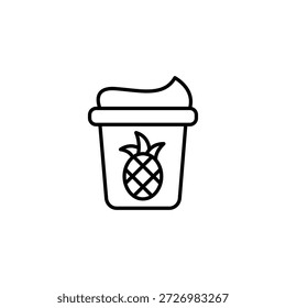 Icono de Vector de taza de licuado de piña refrescante tropical