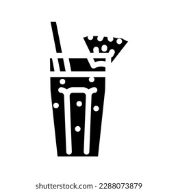 pineapple smoothie drink glyph icon vector. pineapple smoothie drink sign. isolated symbol illustration