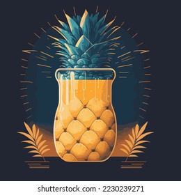 pineapple smoothies juice sliced vector juicy exotic  tasty fruit vitamin organic health illustration fresh tropical set isolated background