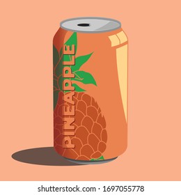 Pineapple Soda Can Vector Illustration design, Colorful Soda Can Design.