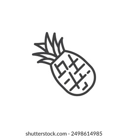 Ananas mit einem spitzen Kronensymbol. lineares Design für mobiles Konzept und Webdesign. Vektorsymbol für Ananaskonturen. Symbol, Logo-Abbildung. Vektorgrafiken