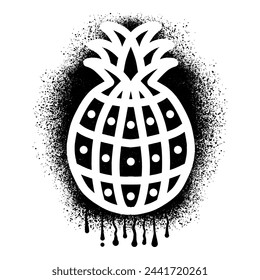 Pineapple stencil graffiti drawn with black spray paint